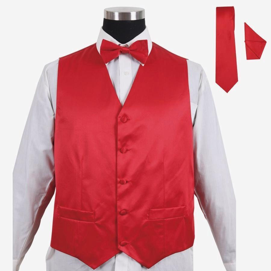 Men’s Tuxedo Vest 4 Piece Set #004 – Vest with Bow Tie Hanky and Neck Tie