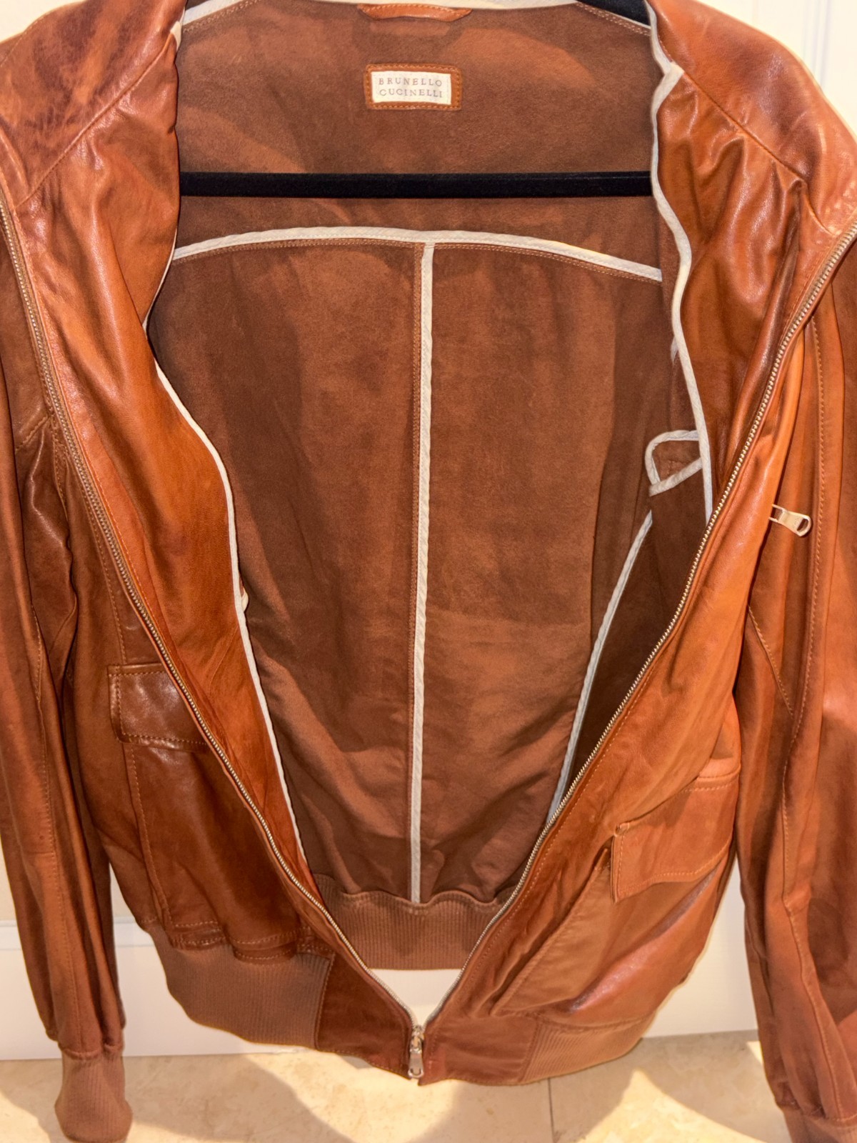 Brunello Cucinelli AUTHENTIC Collector’s Brown Leather Jacket