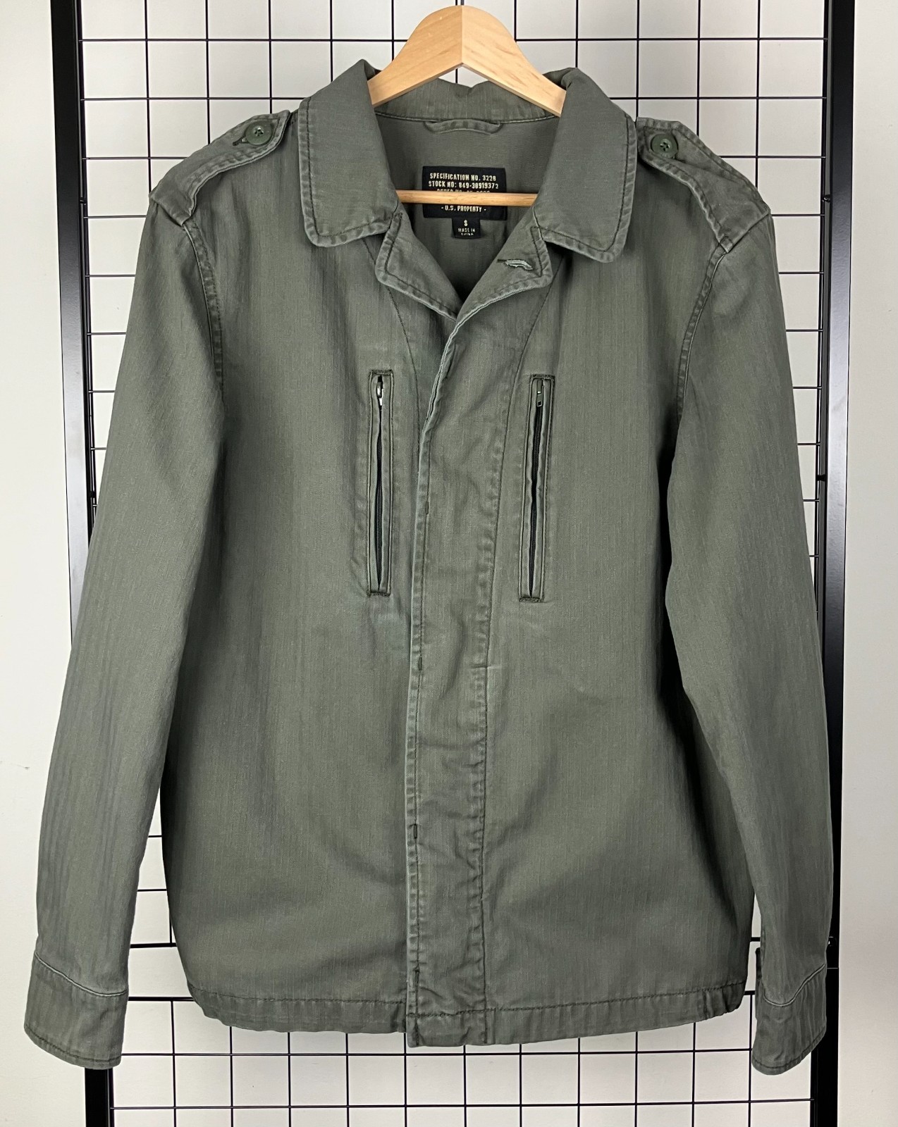 Alpha Industries Military Field Utility Jacket Herringbone Olive Green Size S
