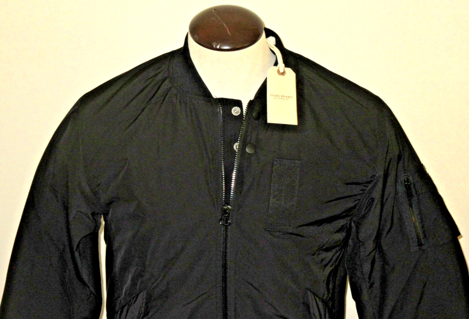 OOBE Brand Men’s Full Zipper Modern Vintage Black Flight Jacket Size Small NWT