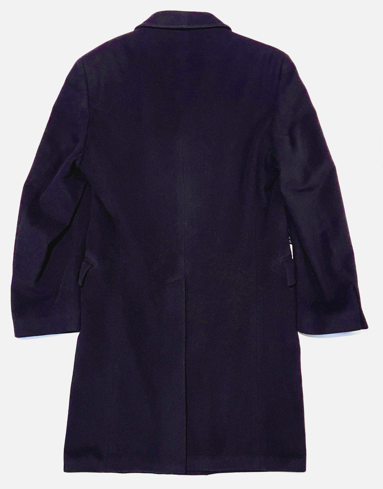 Vtg DUNHILL Navy Pure Cashmere Ticket Pocket Topcoat Overcoat 46″ Chest Italy