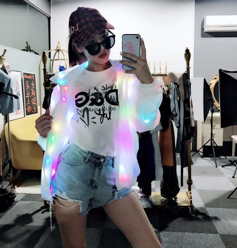 LED Lights Up Luminous Coat Hooded Jacket Outwear Nightclub Men’s Women DJ Girl