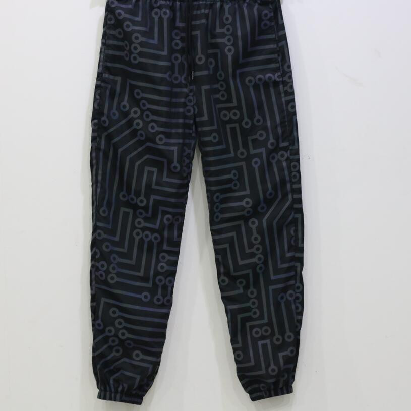 Colorful Reflective Circuit Pattern Jacket Rainbow Color Jacket Top + Pants