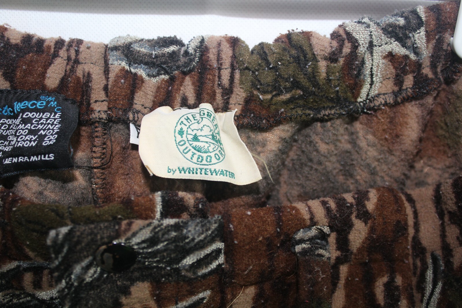 Vintage white water outdoor heavy weight fleece camouflage hunting pants (T52)