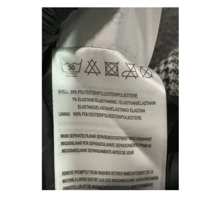 Process Black Single Breasted Wool Look Overcoat Men Small Gray Check Lined