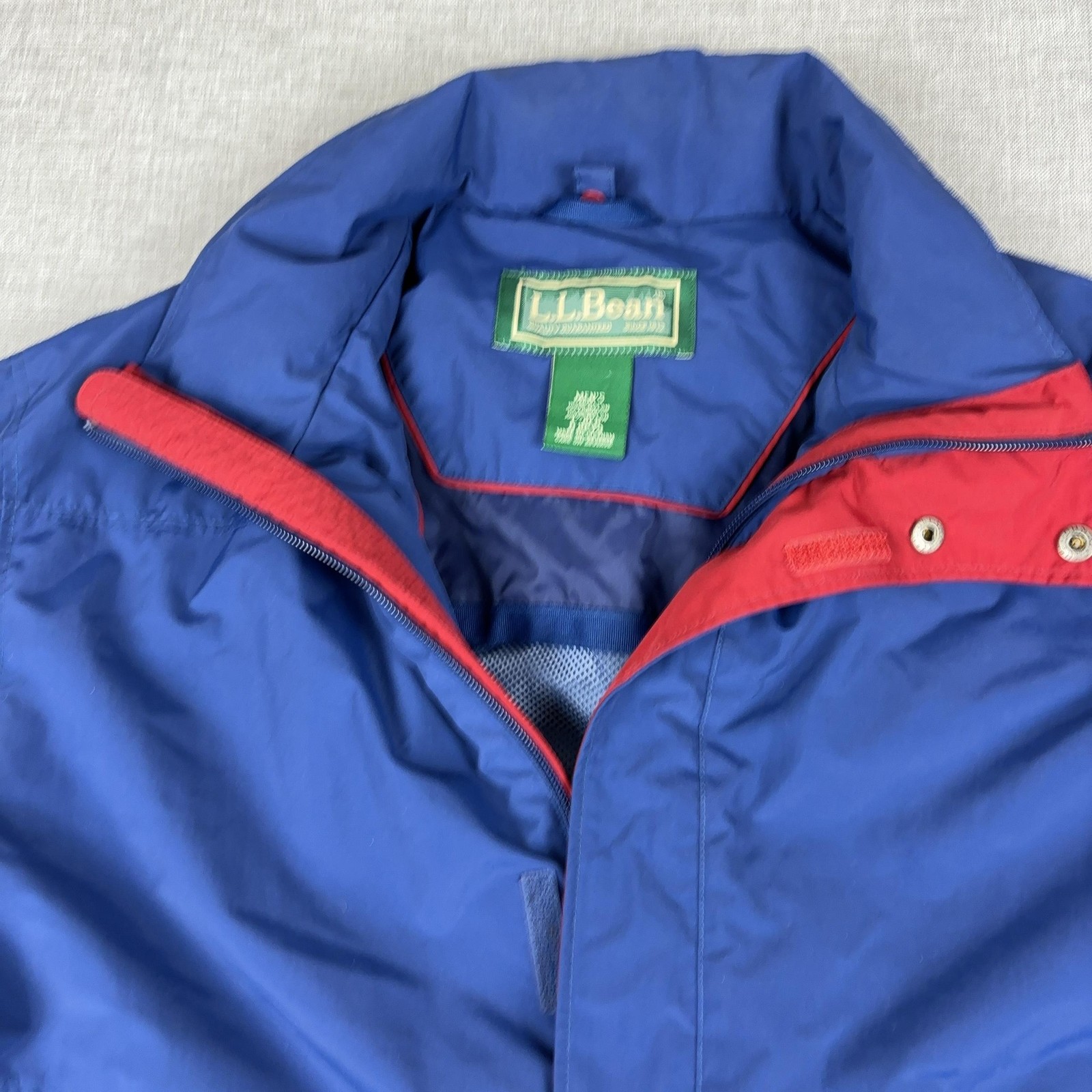 Vintage L.L. Bean Jacket Mens L Blue Windbreaker Softshell Lined Full Zip Travel