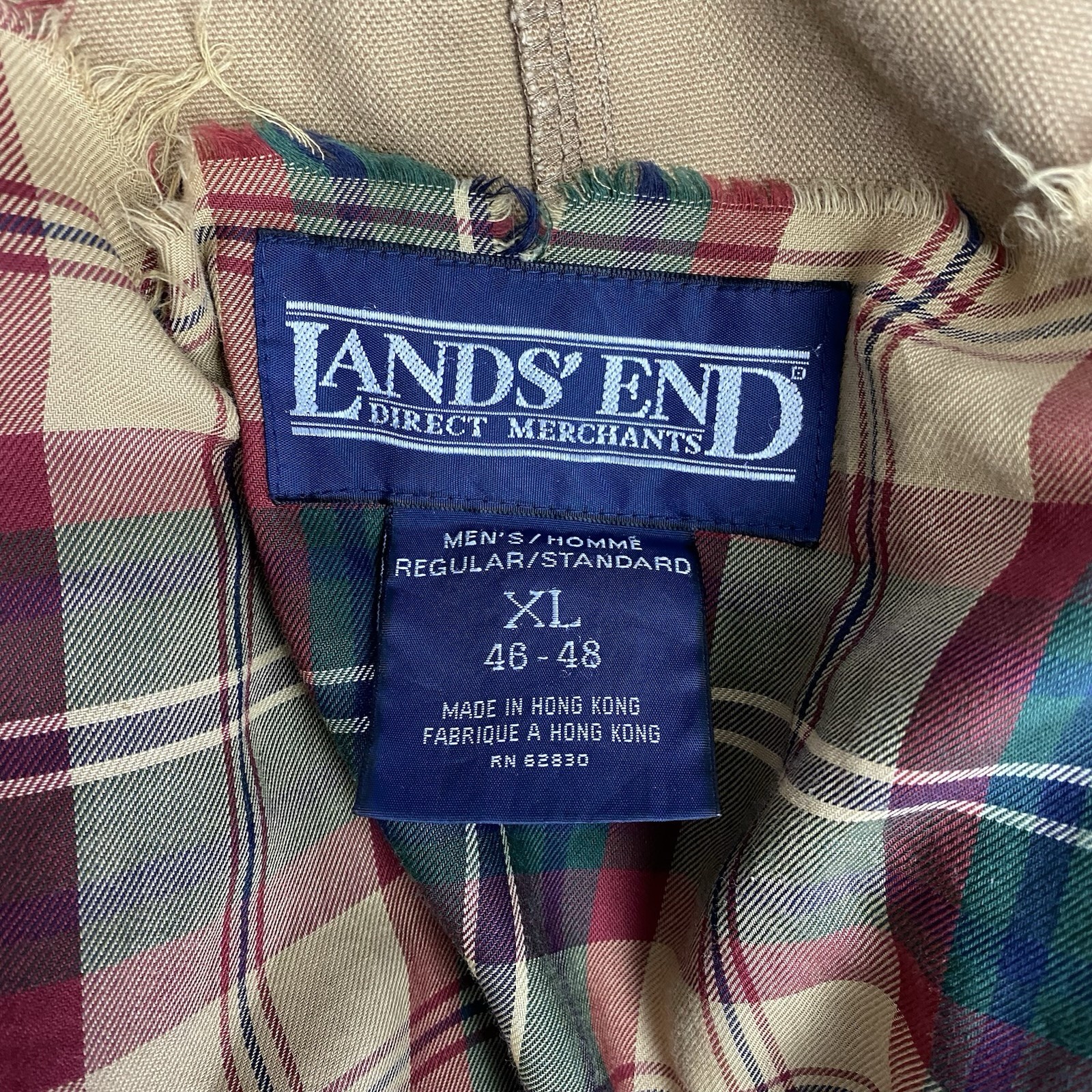 Vtg Lands End Jacket Mens Sz XL Tan Field Barn Chore Coat Corduroy Thrashed Fade