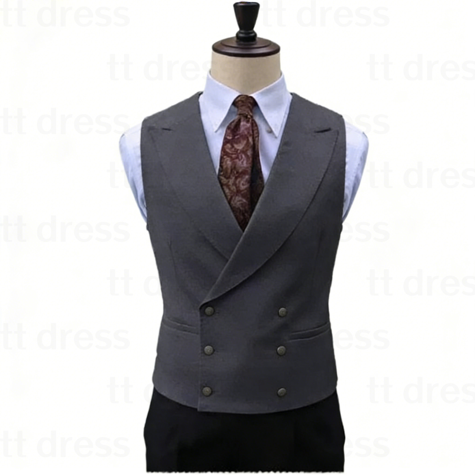 Men’s Suit Vest Wedding Formal Business Waistcoat Double Breasted Vest Custom