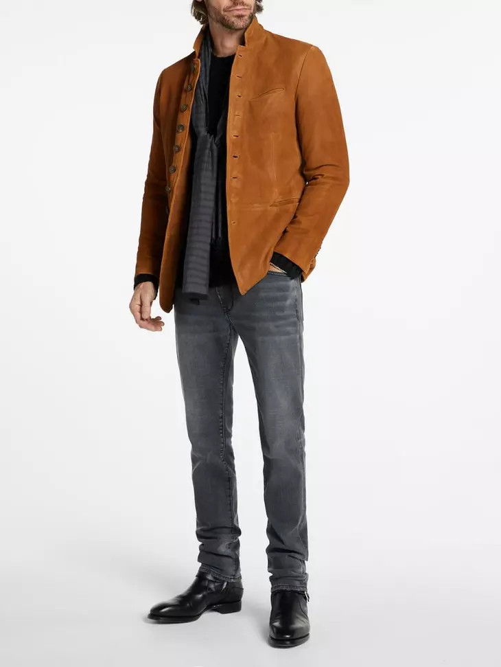 Men’s Brown Leather Trucker Jacket Suede Custom Made Size S M L XL 2XL 3XL 4XL