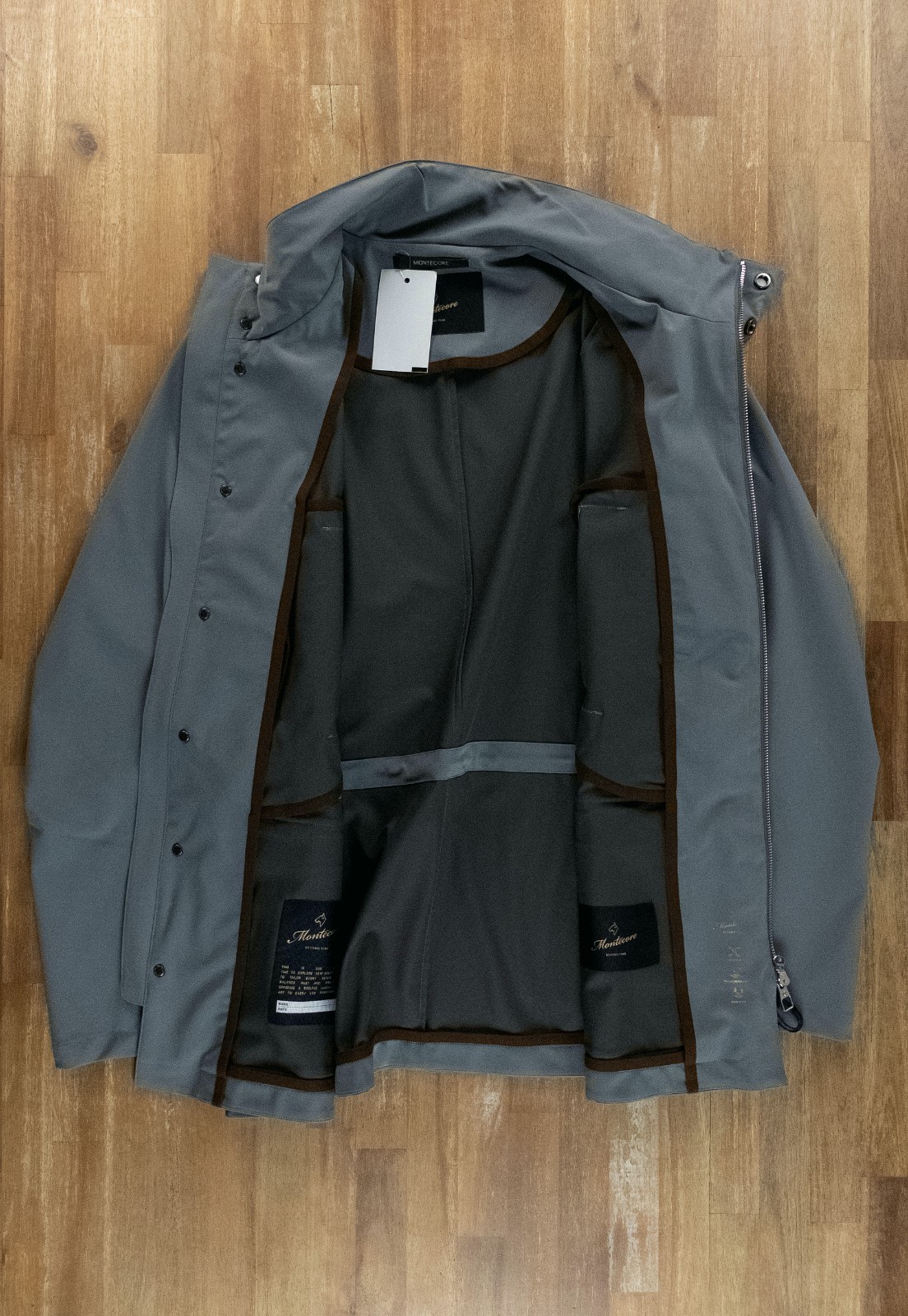 (NO CUSTOMS TAX) MONTECORE Italy gray nylon hooded jacket Size Large authentic