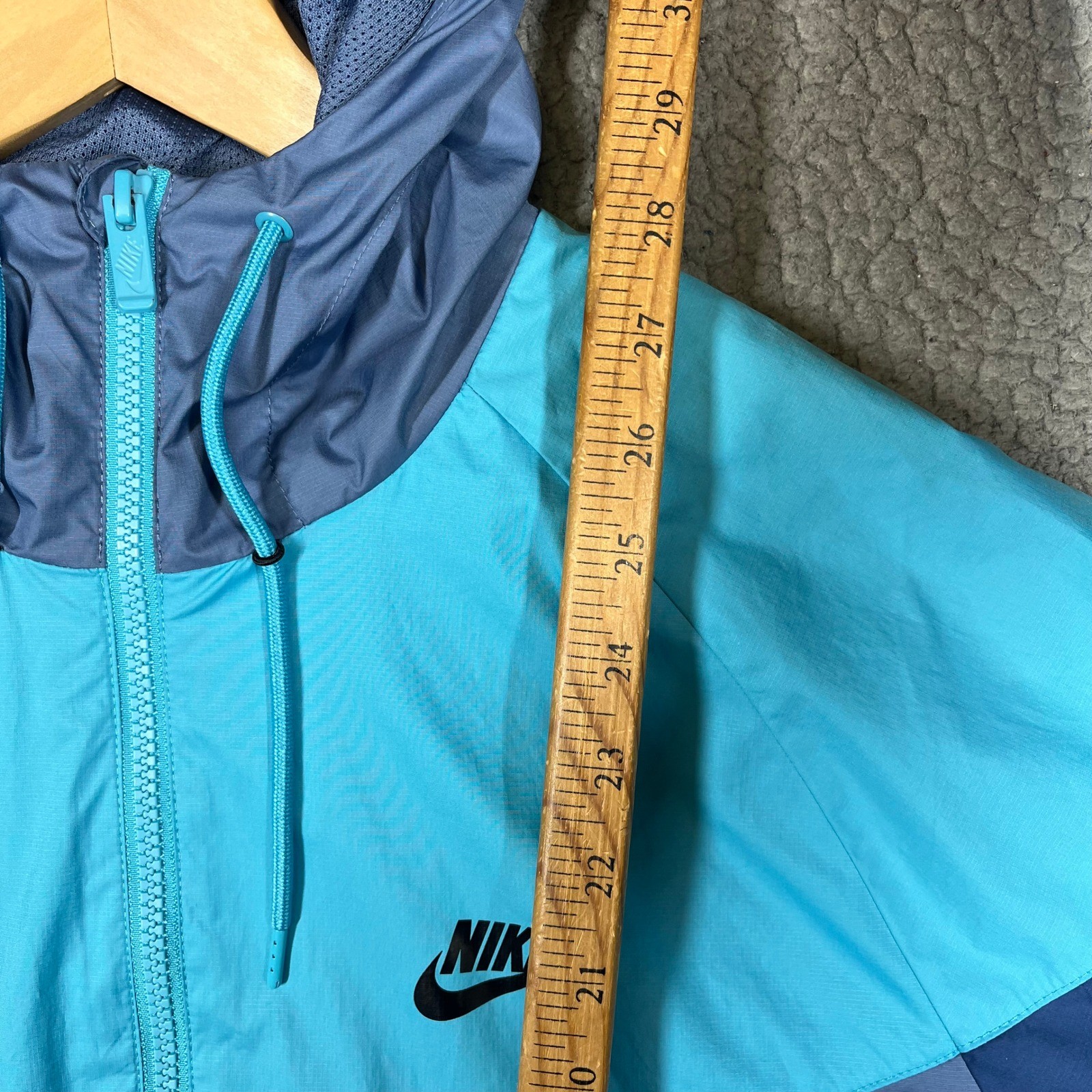 Nike Windrunner Hooded Windbreaker Jacket Blue Teal 727324-404 Mens Large