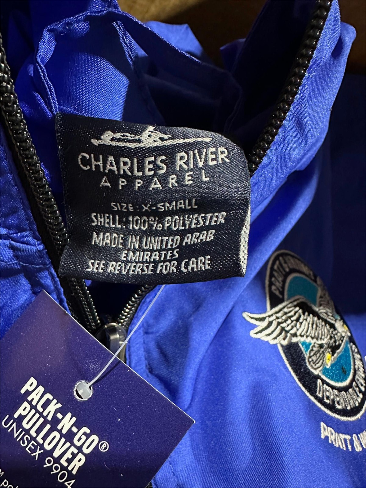 Pratt & Whitney Autoair Pack-N-Go Half Zip Pullover Unisex in Royal Blue RARE