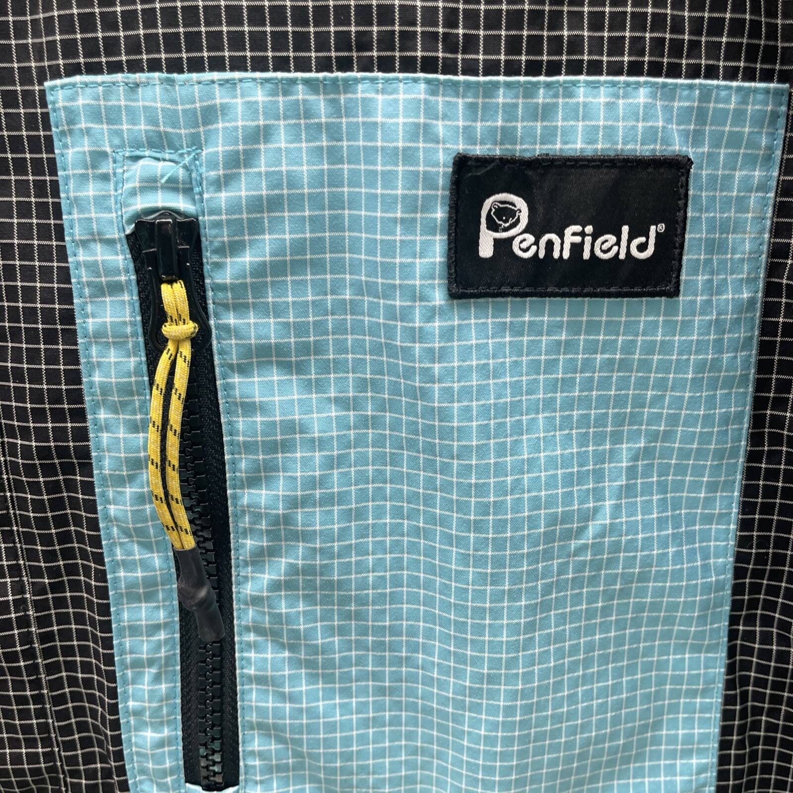 Penfield Mens Jacket Windbreaker Size Extra Large XL Pockets Light Black Check