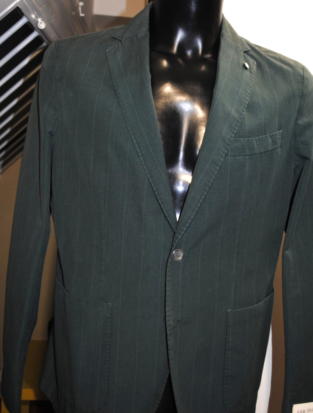 L.B.M. LUIGI BIANCHI MANTOVA JACKET SIZE 54 483.00 COTTON CARD + GREEN LINEN