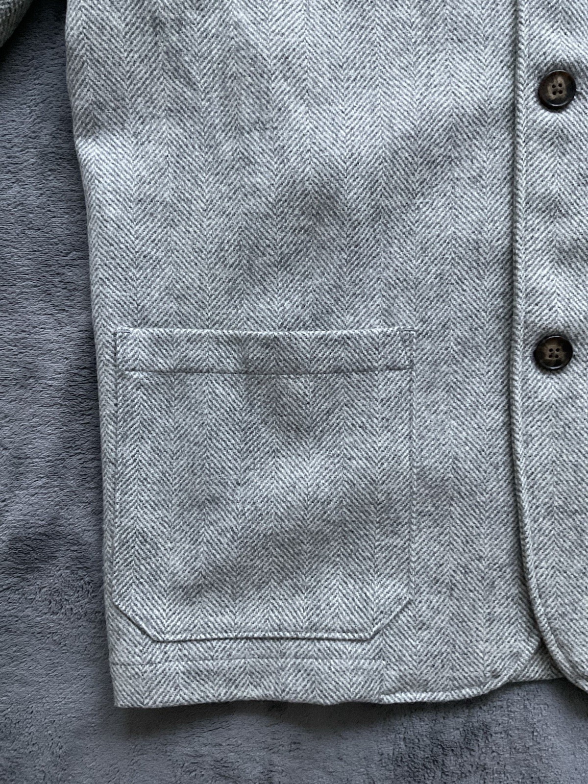 Portuguese Flannel Labura Herringbone Wool Jacket Men’s L Light Grey Portugal