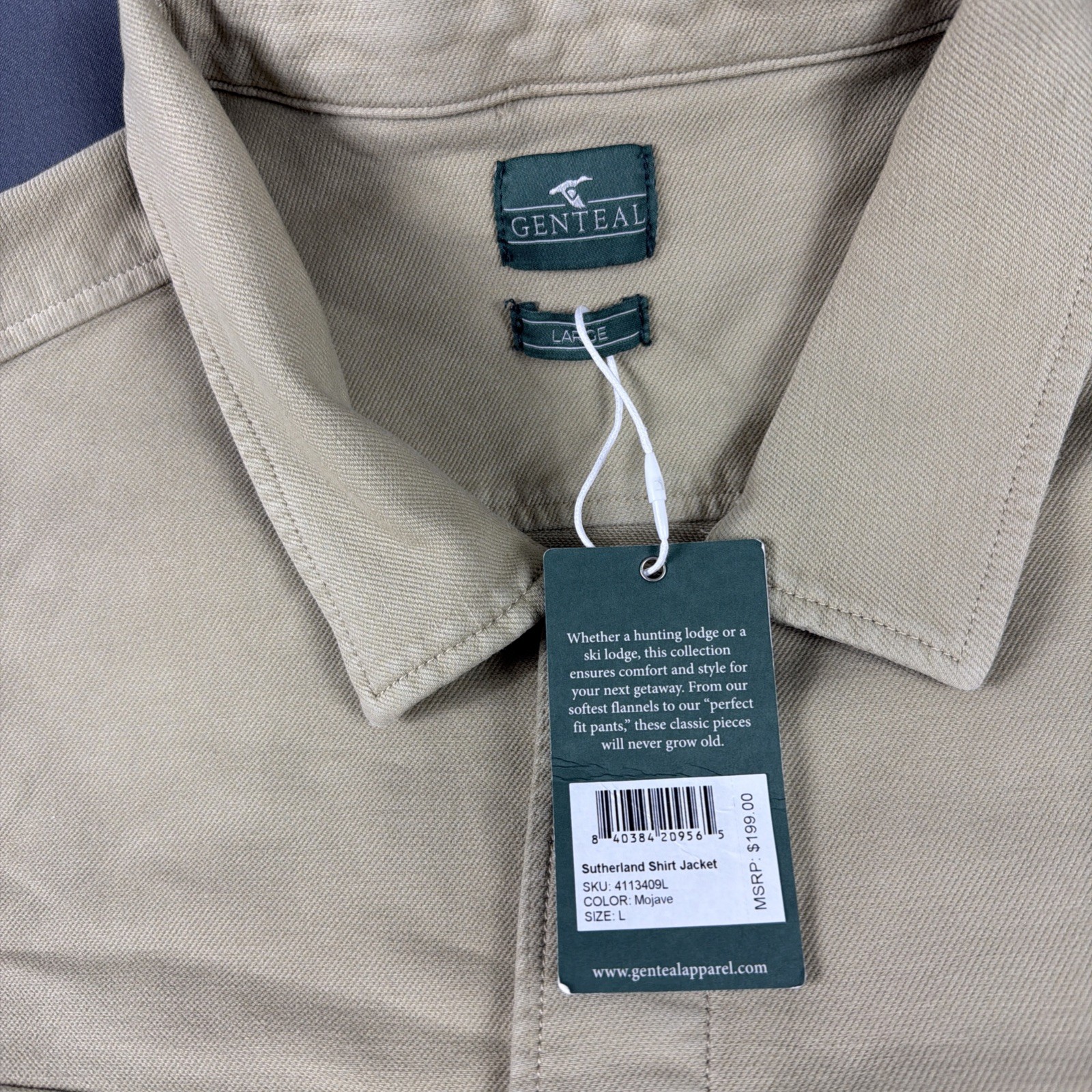 Genteal Apparel Shirt Jacket Large Mojave Cotton Modal Spandex NWT MSRP $199