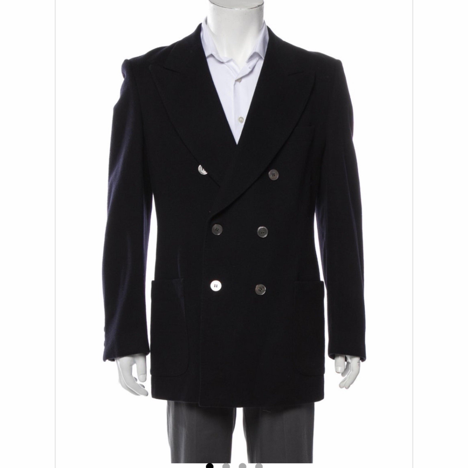 Saks Fifth Avenue Made in Italy Navy Wool Peacoat Size 42