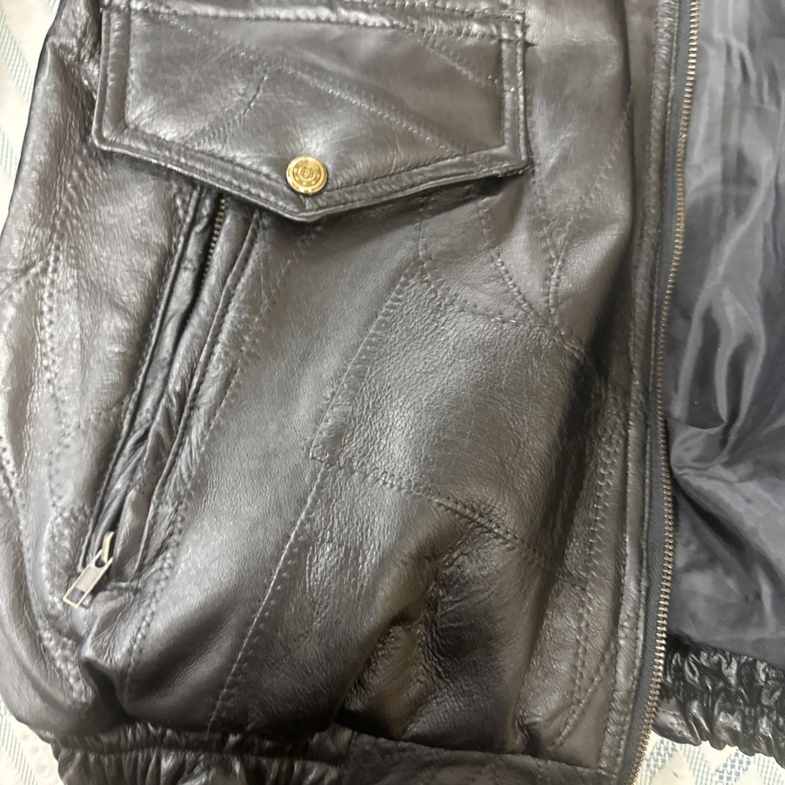 United States Navy Military Leather Jacket Size Large
