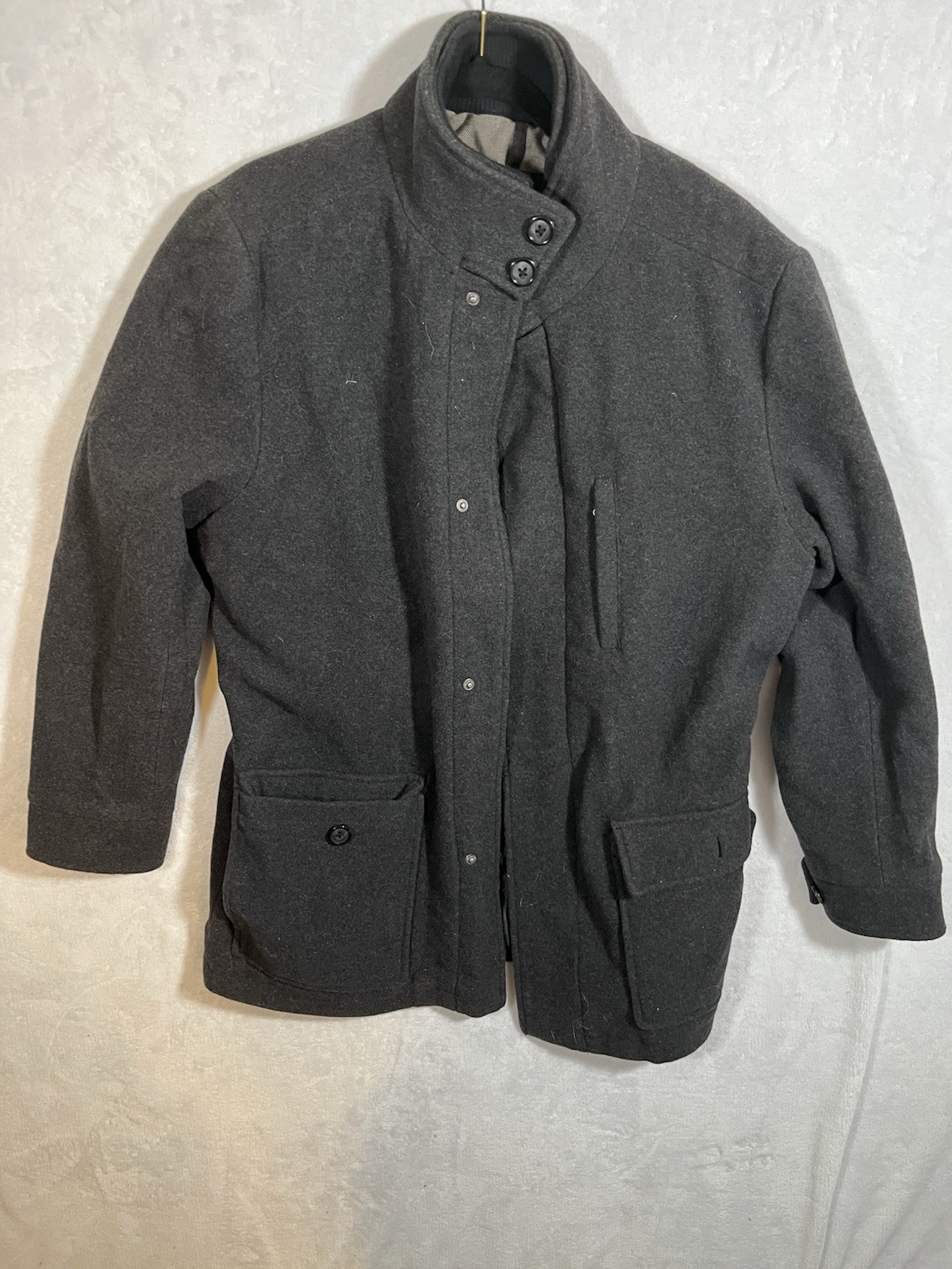 Covington Jacket Mens L Gray Full Zip Coat Wool Blend Lined Luxury Classic