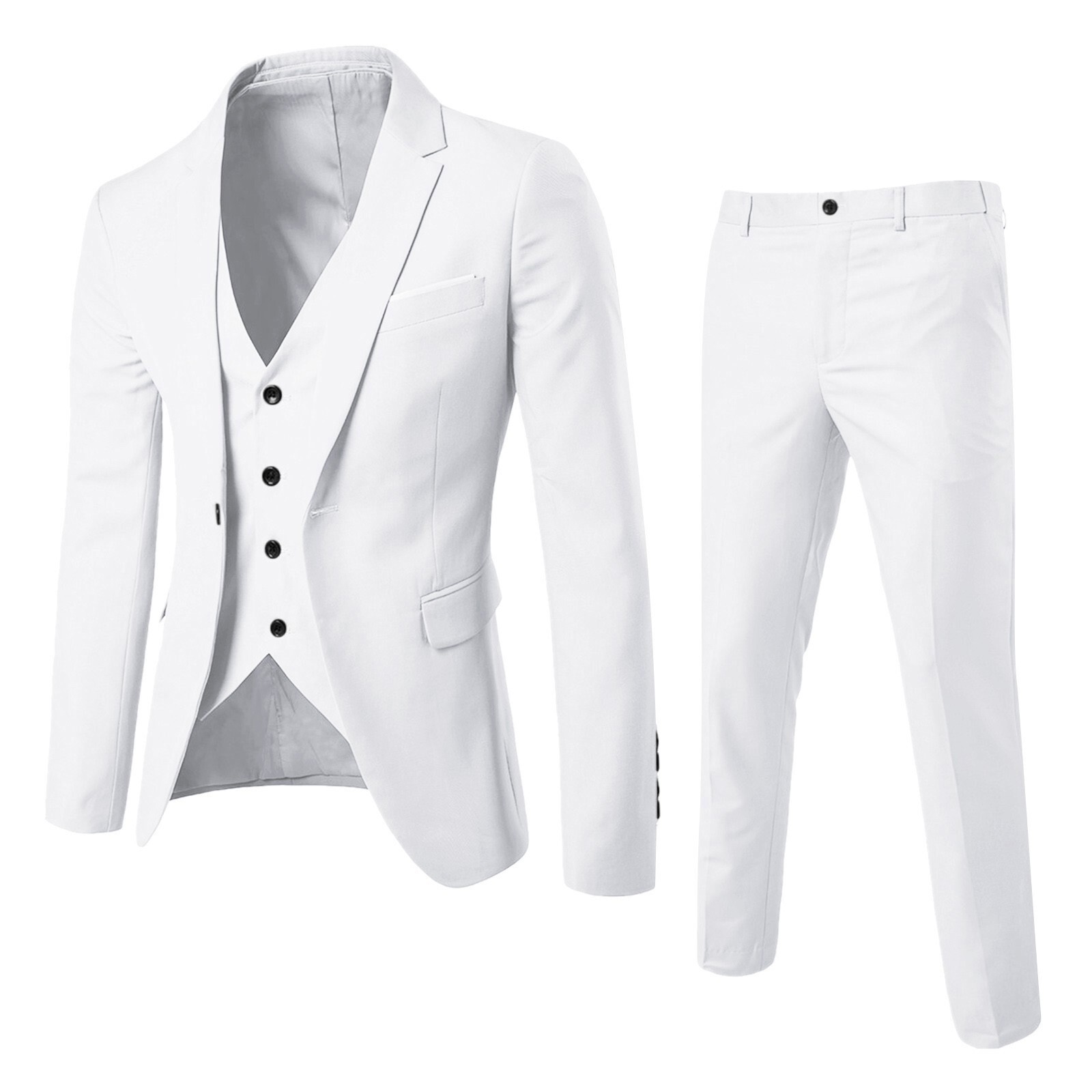 Jacket +Vest +Pants Men Suit Slim 3-Piece Set Blazer Business Wedding Party Suit