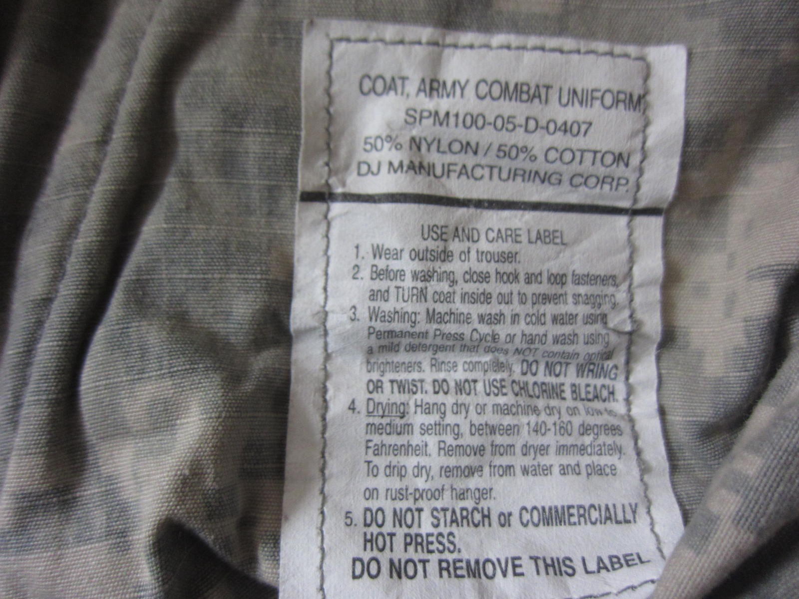 U.S. Army Coat Combat Uniform Size Medium Short Camo Military Hunting