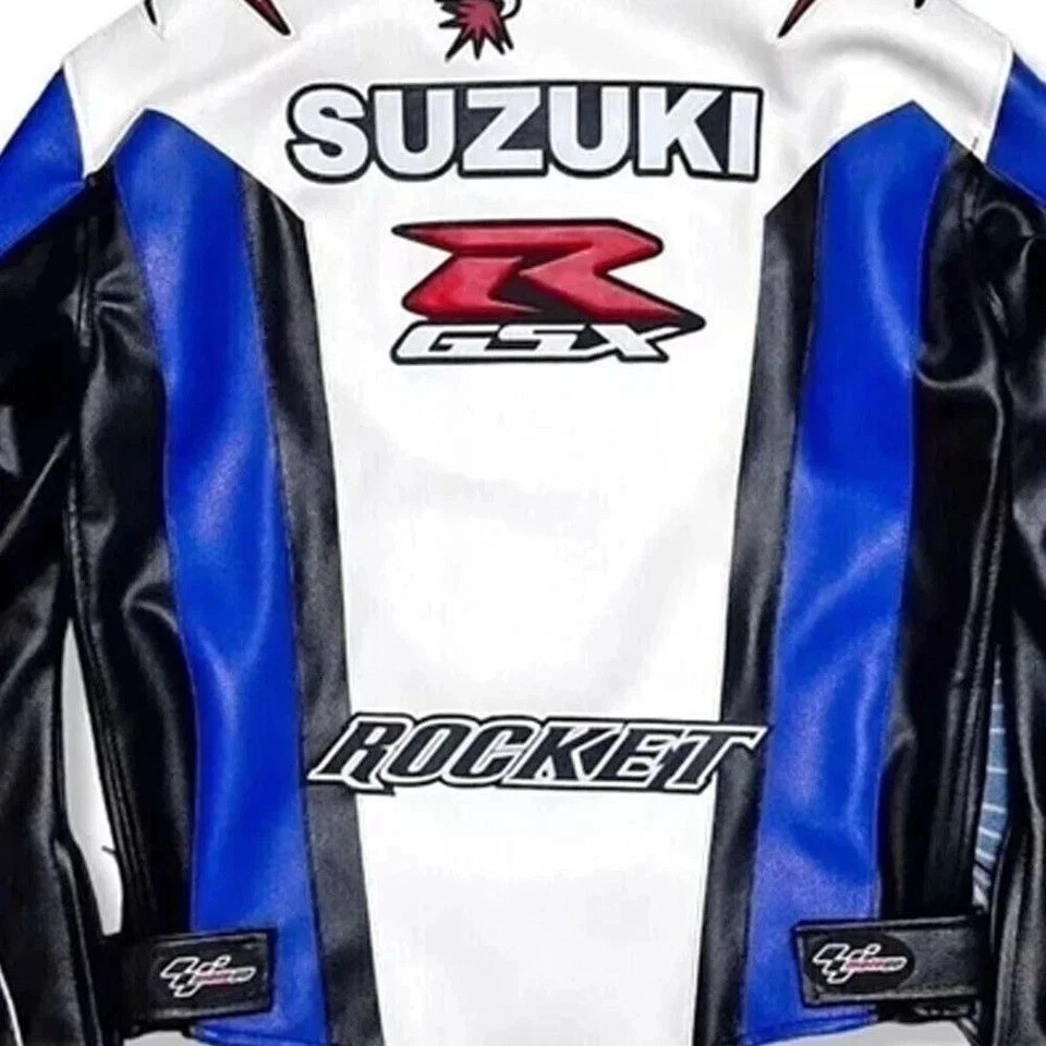 Suzuki GSXR Biker Motorcycle Leather Jacket Motorbike Sports Racing Men Jackets