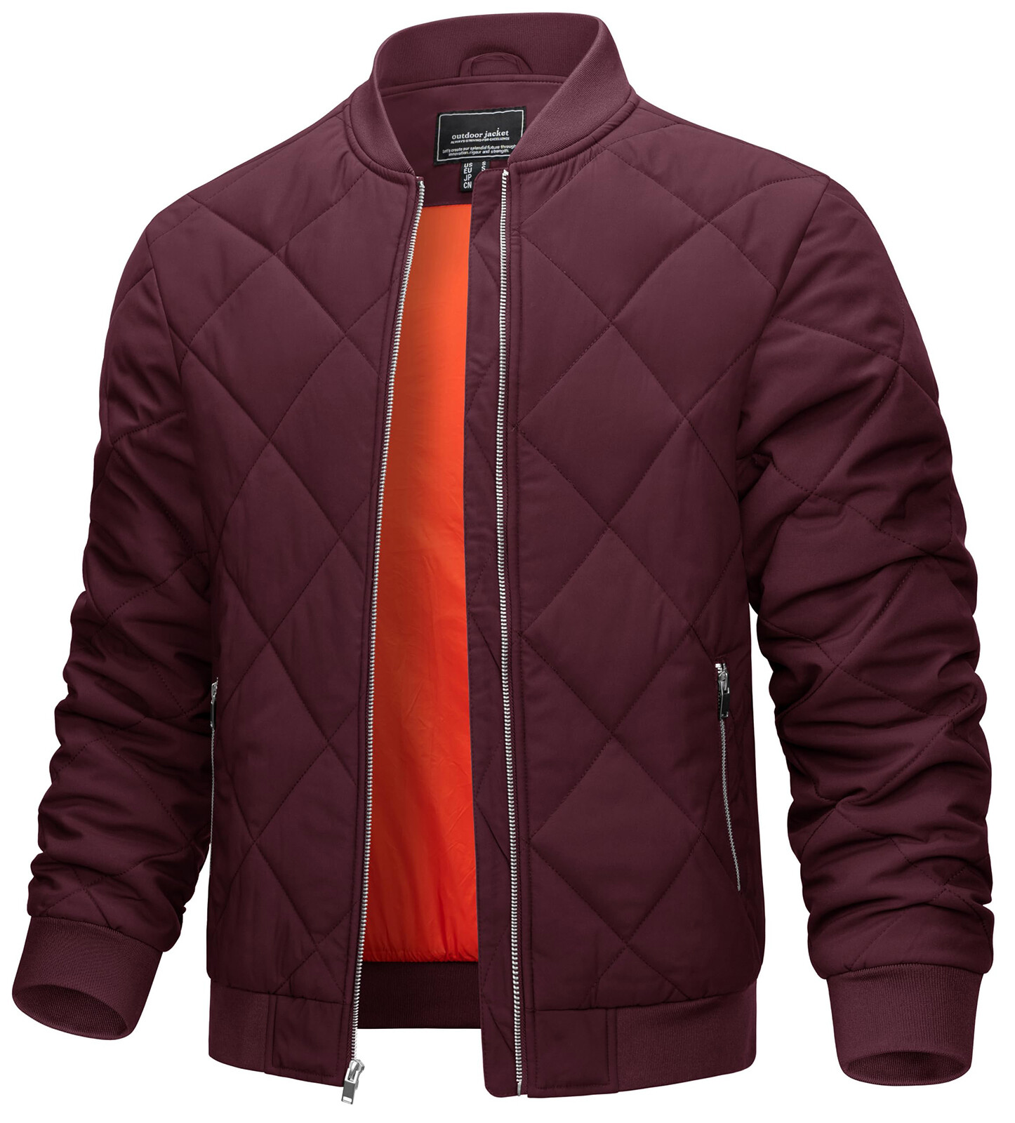 Men’s Padded Bomber Jackets Winter Full Zip Fleece Outwear Casual Work Warm Coat