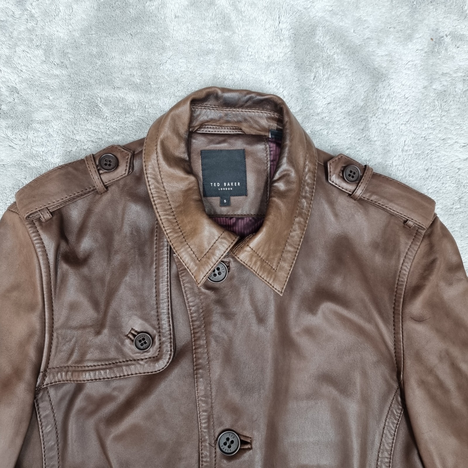 Ted Baker Lined Leather Jacket Matt / Nubuck Finish Men’s Coat TB 5 UK 16