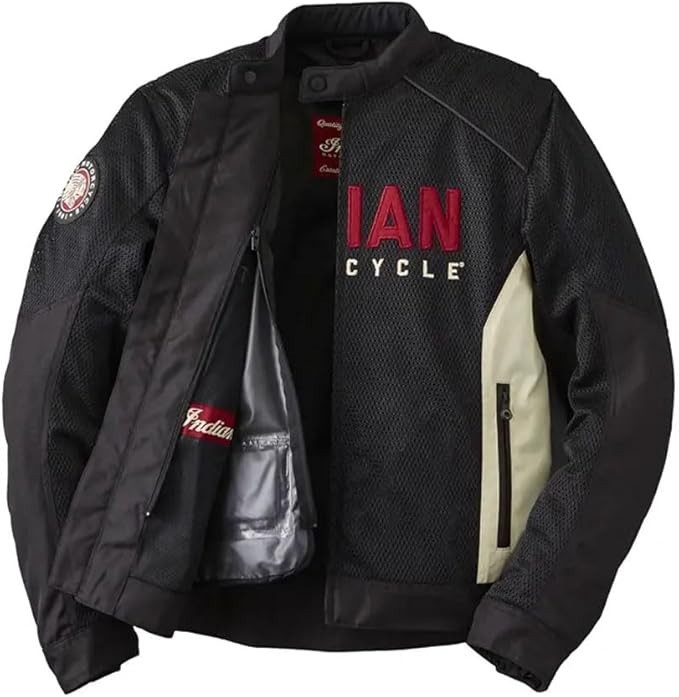 Men’s Indian Black Motorcycle Textile Mesh Biker Summer Riding Handmade Jacket