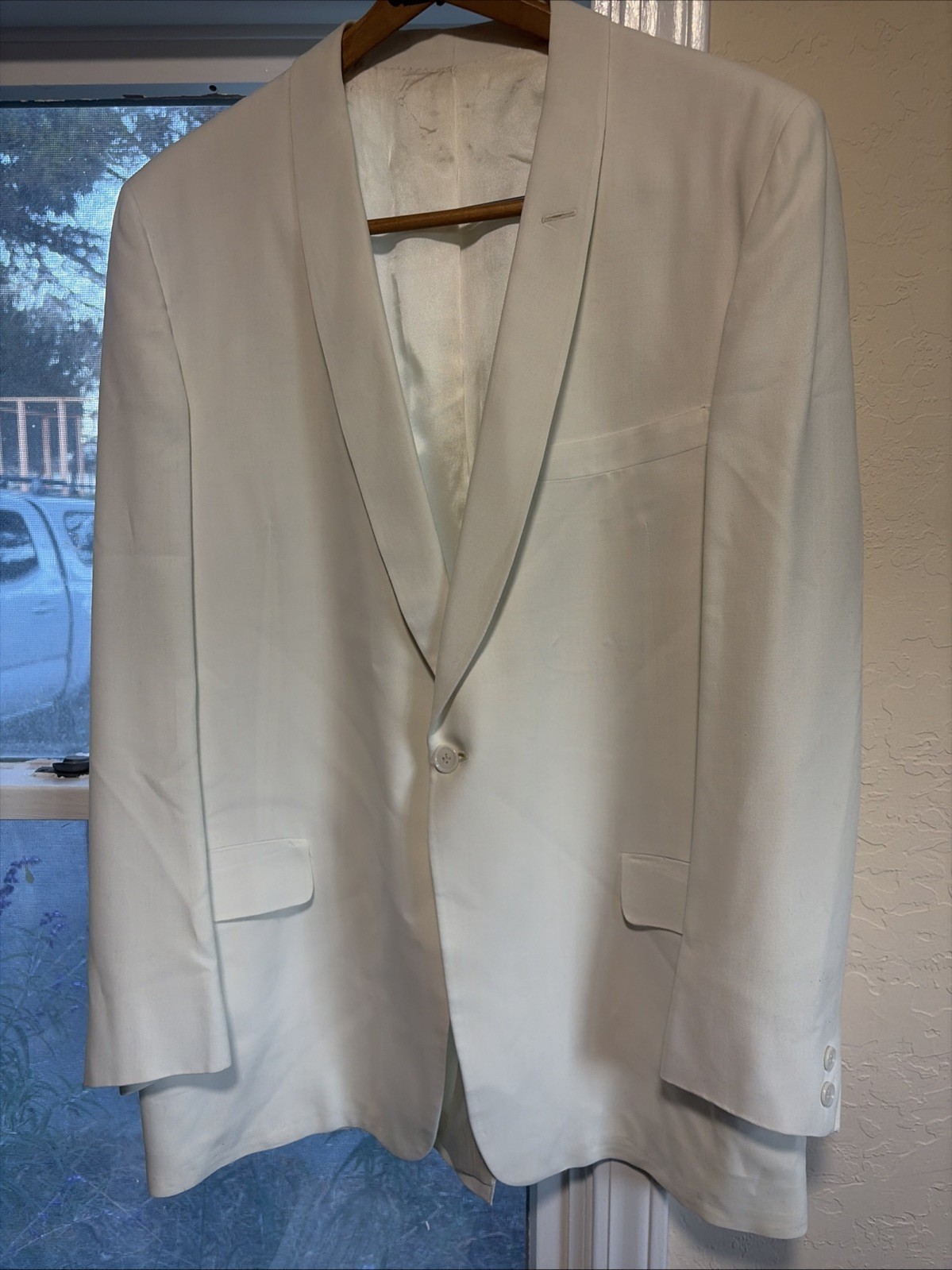 Vintage 1960s Irv Lewis Men’s White Dinner Smoking Jacket Size 42 Made In USA