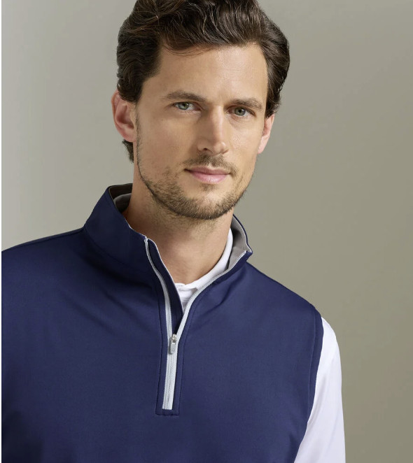 Peter Millar Men’s Solid Zip Vest Stand-Up Collar Sleeveless Short