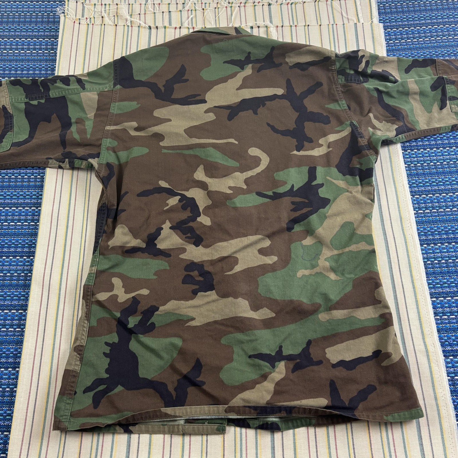 Vintage US Military BDU Coat Mens Medium Long Woodland Camo Combat Army 90s Y2K
