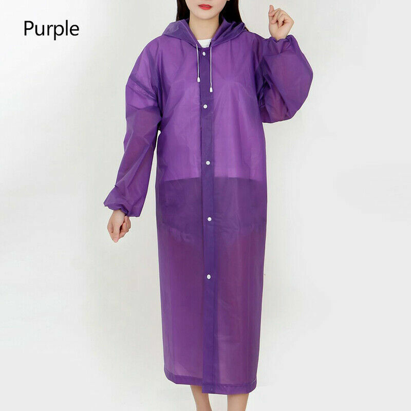 Men Women Raincoat Rain Coat Gown Hooded Waterproof Jacket Rainwear, 6 Colors