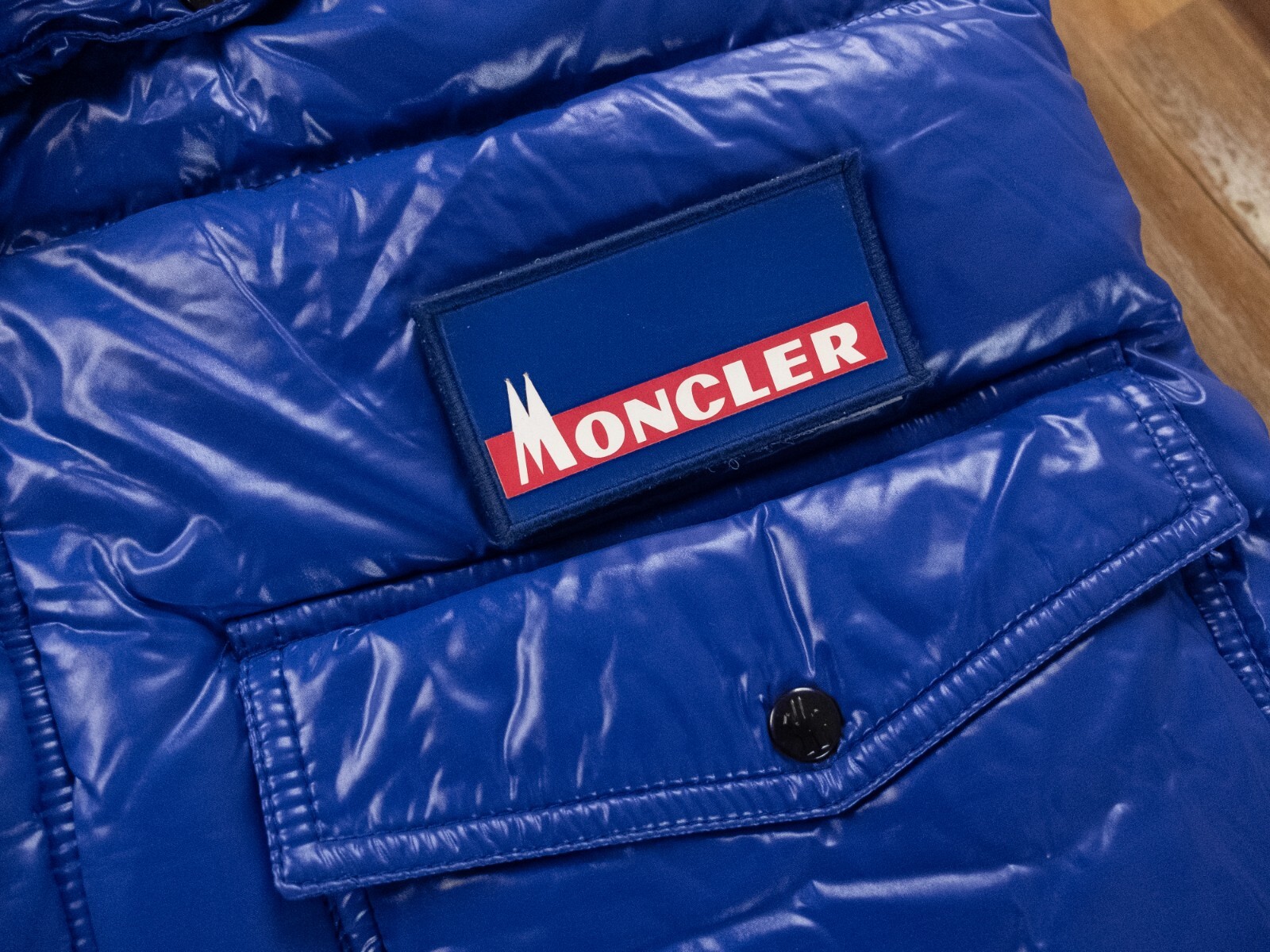 MONCLER GENIUS 7 x Fragment Design Ancheta blue hooded down puffer vest 4 / XL