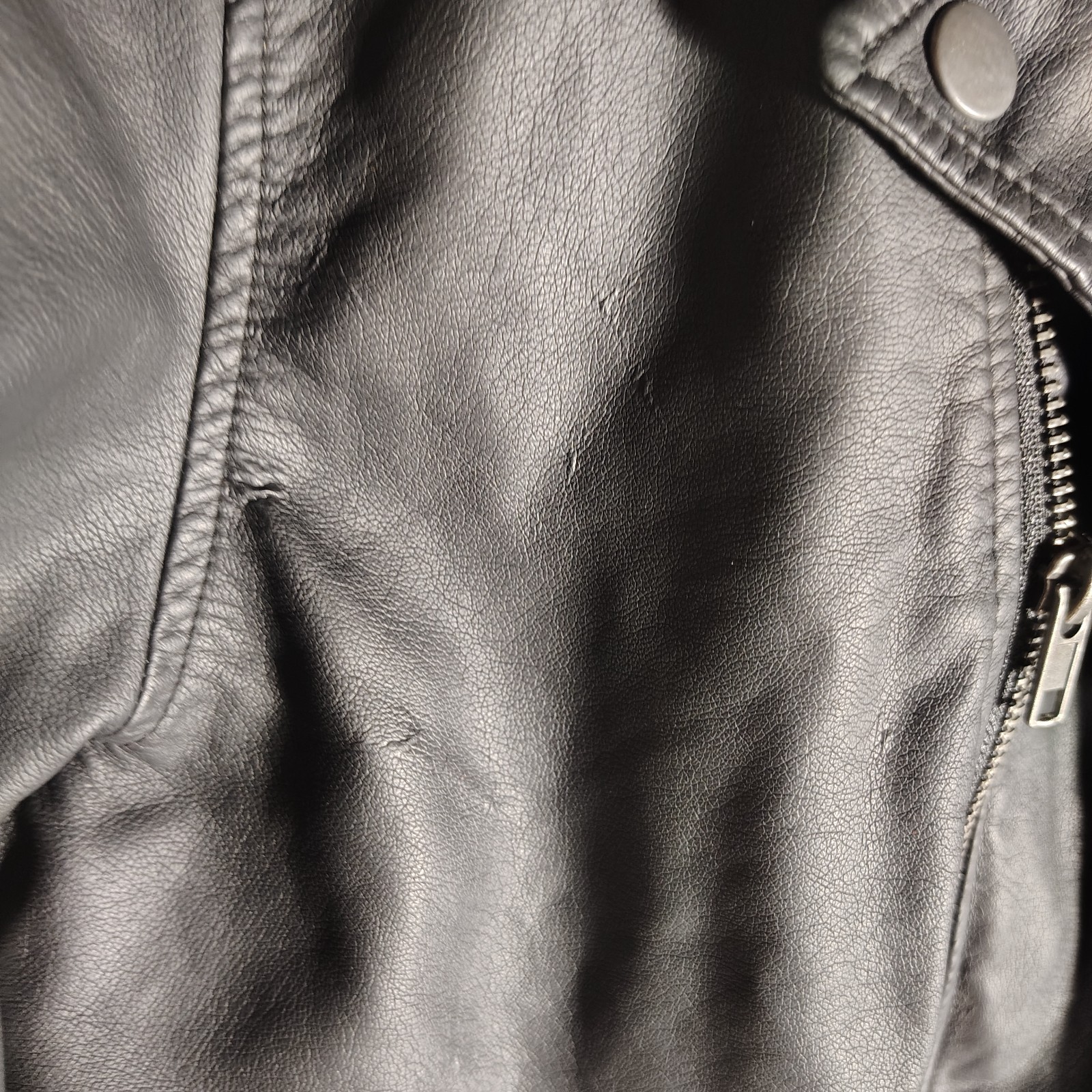 Arizona Jean Company Black Faux Leather Jacket Men Full Zip Spread Collar Medium