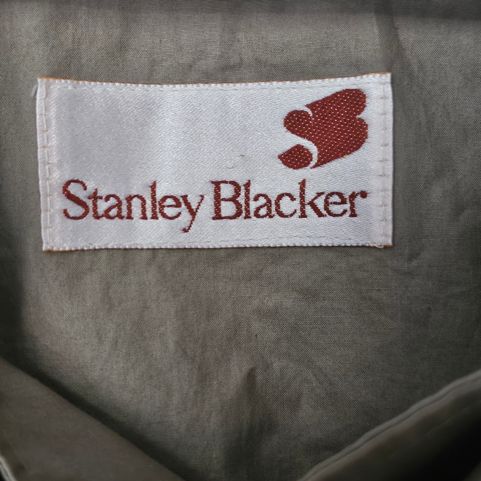 Stanley Blacker Mens Khaki Double Breasted Trench Coat Belted Made in USA 42 Lg