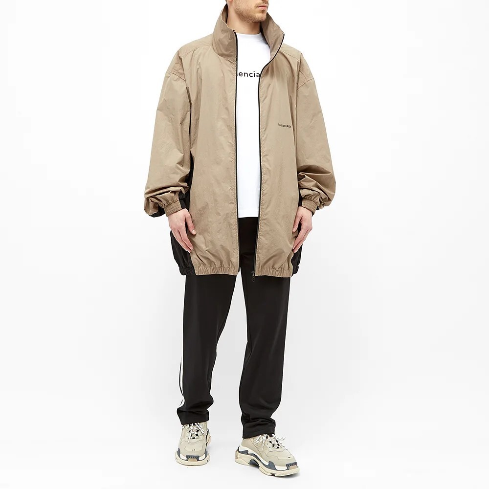 NO CUSTOMS TAX BALENCIAGA Enveloppe beige black oversized crinkled track jacket