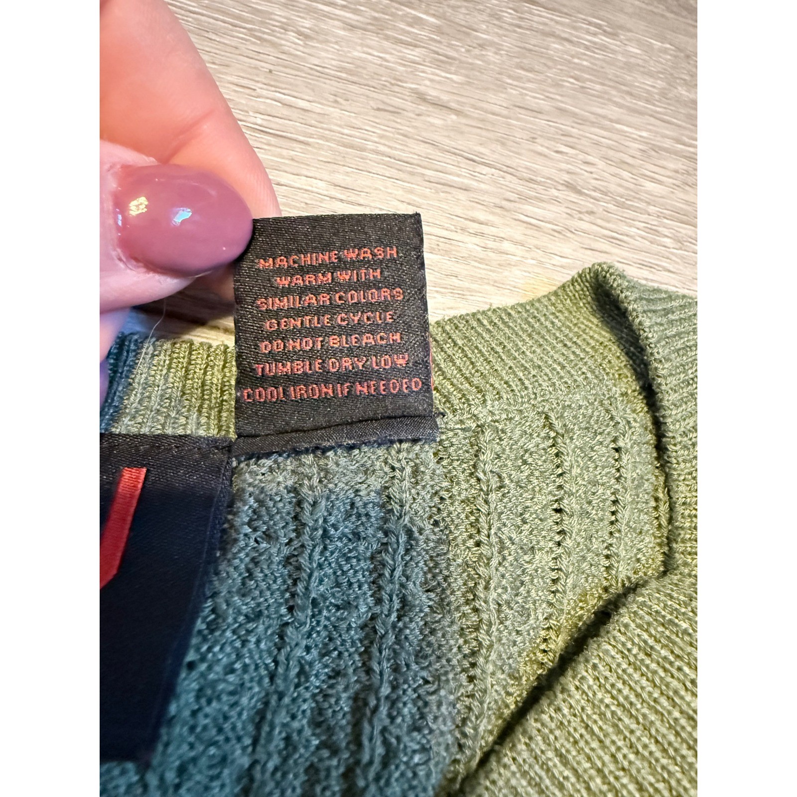 Linea Uomo Sweater Vest Mens XL Green V-Neck Cable Knit Textured Polyester