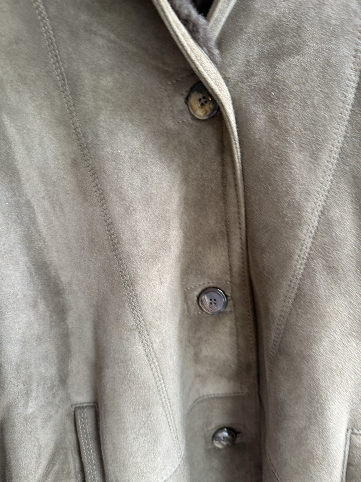 Brown Fur Trim Hooded Lined Coat Button Closure Unisex Adults Regular XL