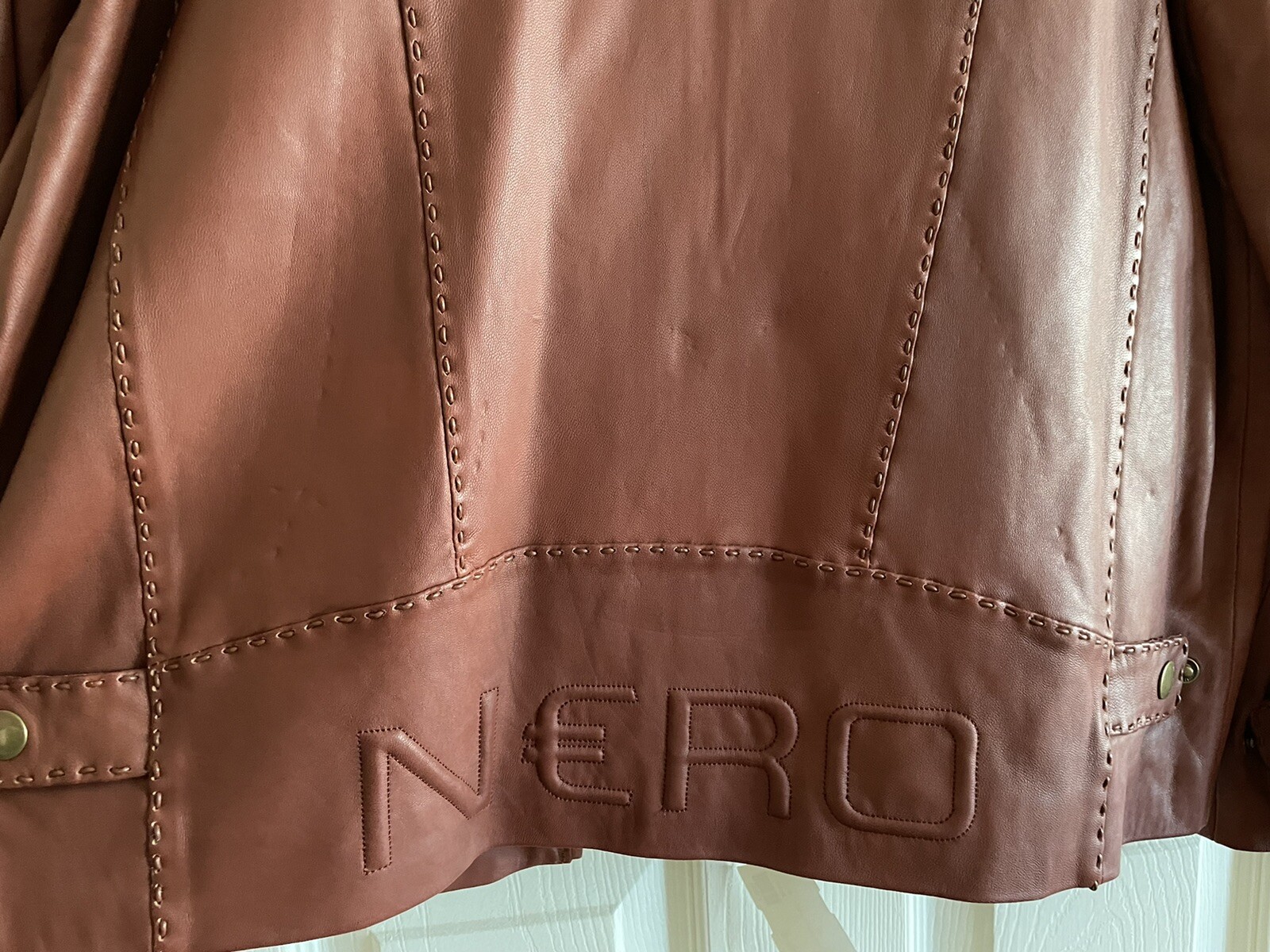 Nero Brown Lambskin Leather Jacket – Adult/Mens, exceptional, New w/ Tags