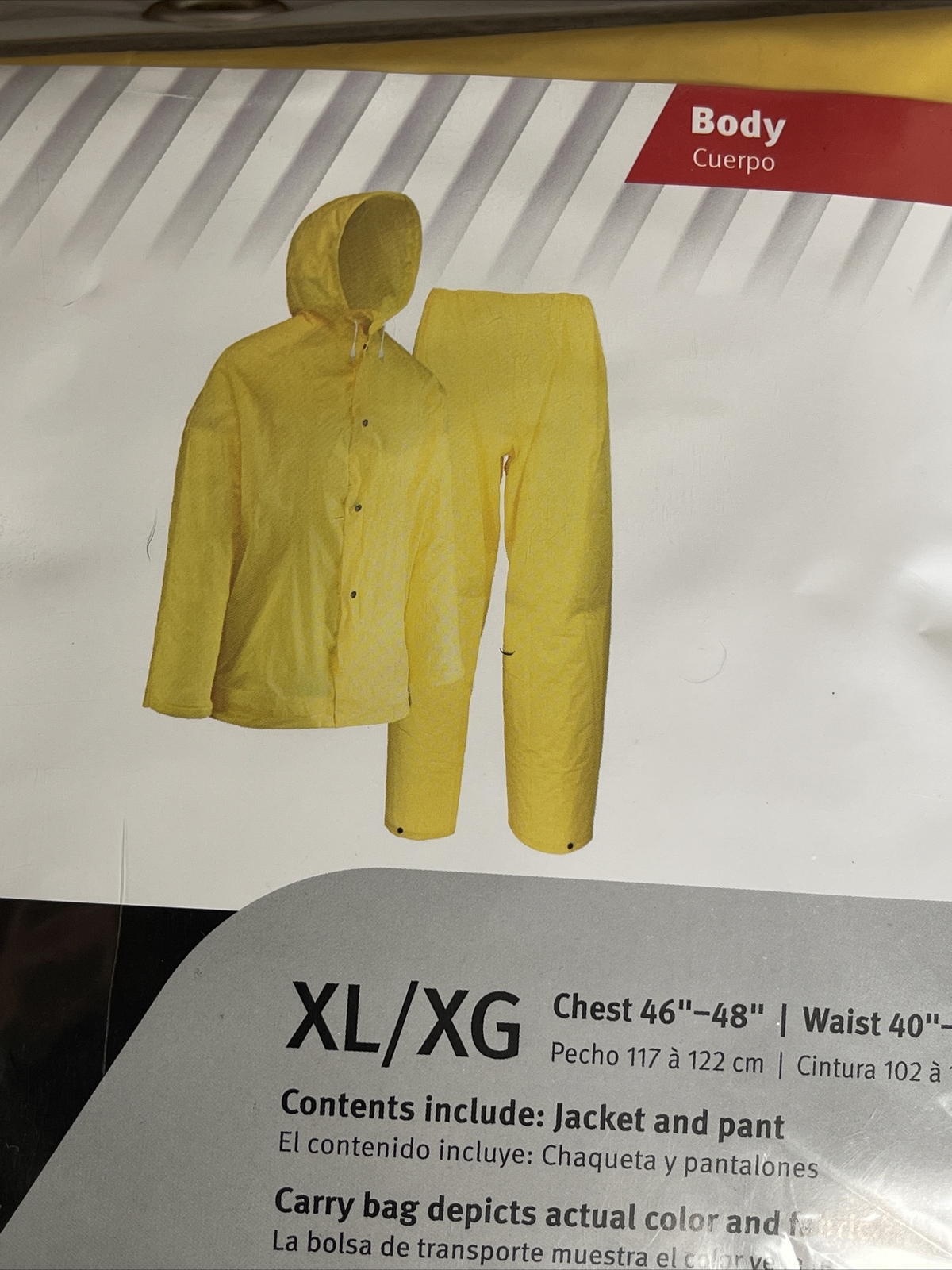 Safety Works 2-Piece Yellow EVA Rain Suit Drawstring Hood Size X-Large New