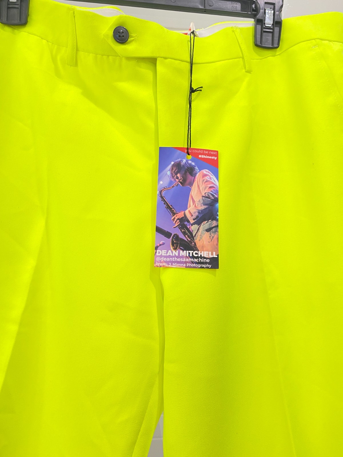 NEW SOLD OUT SHINESTY NEON yellow “STAY WEIRD & SHINE ON” MENS SUIT 44 Pant33/34