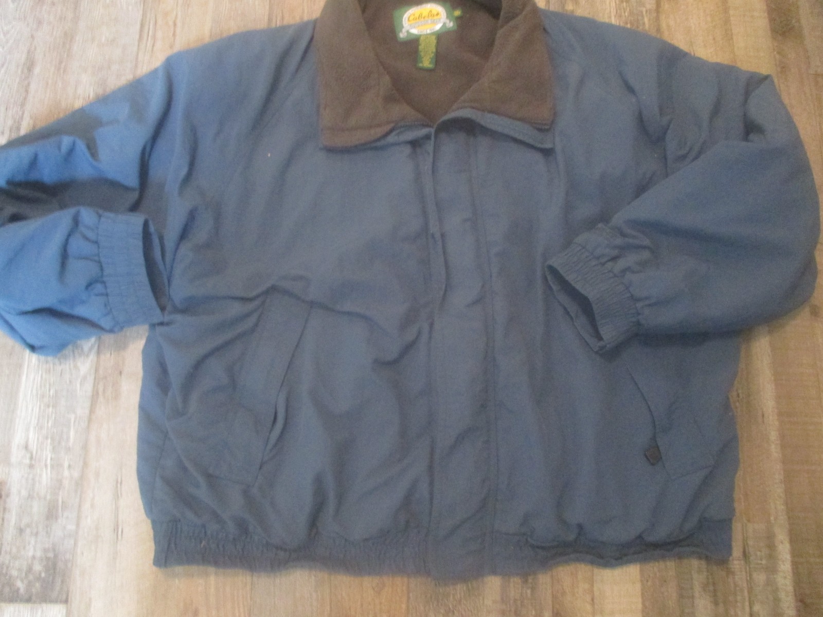 CABELA’S mens SZ 3XL blue tone FLEECED LINED zip front nylon coat