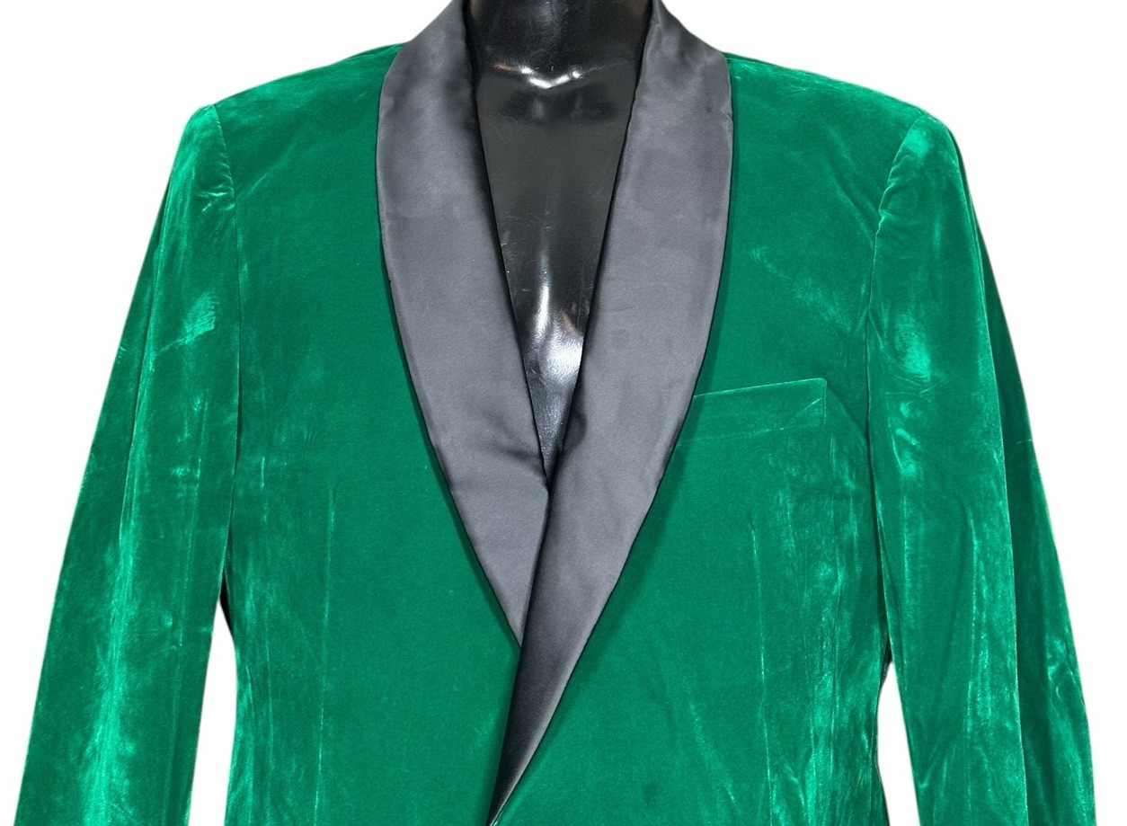 Xposed London Green Velvet Blazer Tux Jacket Mens 46 Tailored Evening Wear NEW