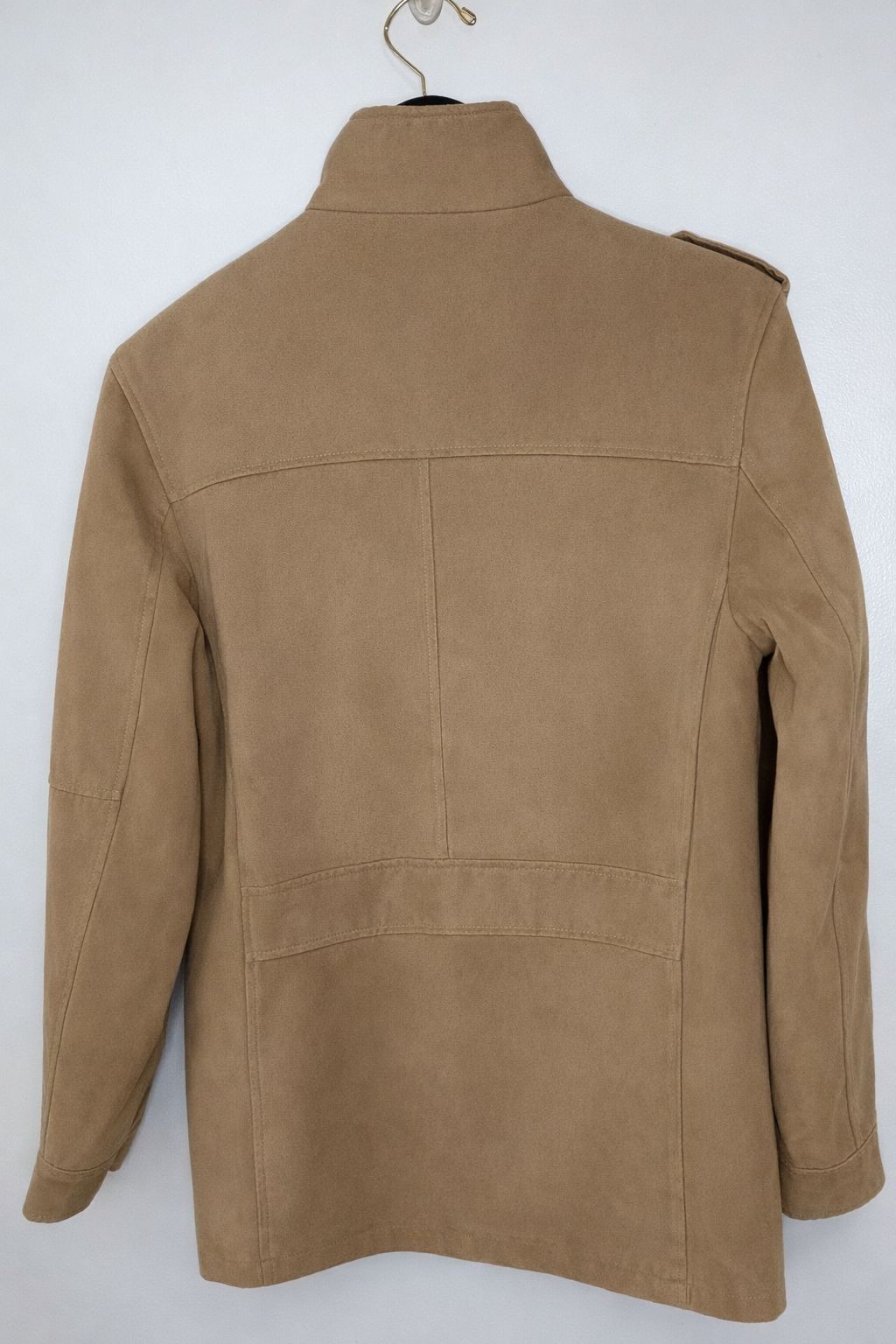 Tasso Elba Men Small Tan Faux Suede Button/Zip Field Utility Jacket Minimalist