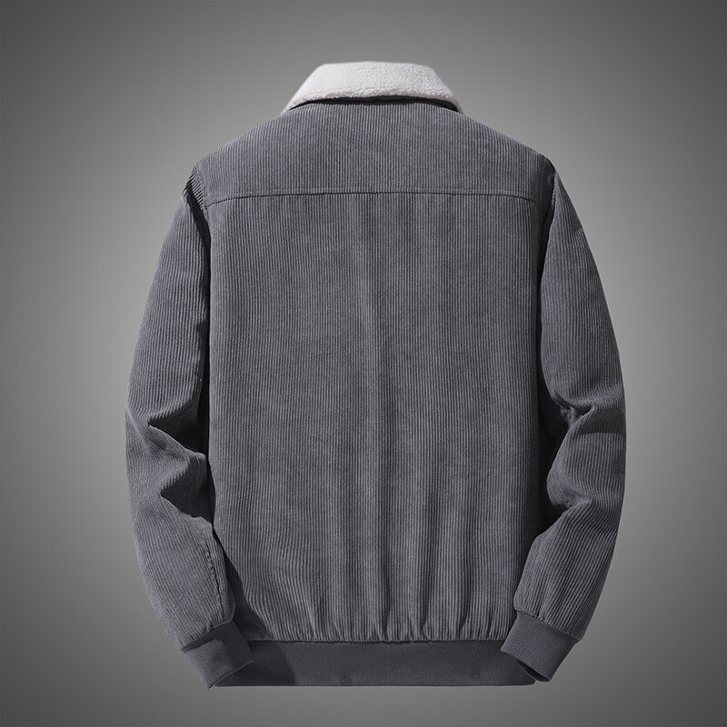 Mens Corduroy Coat Fleece Jacket Overcoat Pockets Warm Thicken Outerwear Outdoor