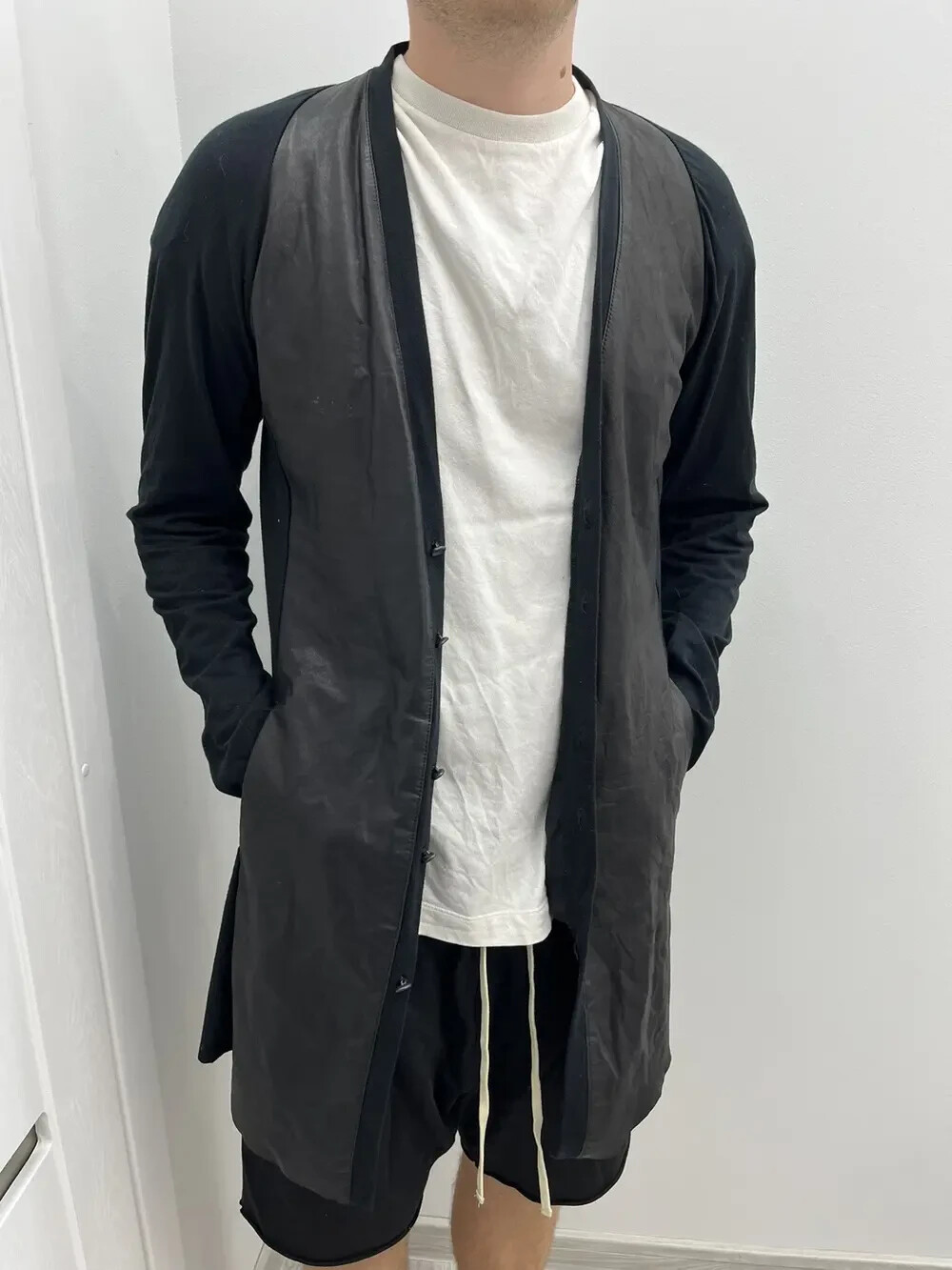 No,No,Yes! Hybrid Steer Hide Leather Cardigan Japanese Hand Made Size 5(XL) Rick