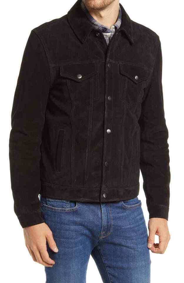Lambskin Jacket Handmade Black Motorcycle Men’s Button Suede Designer Leather