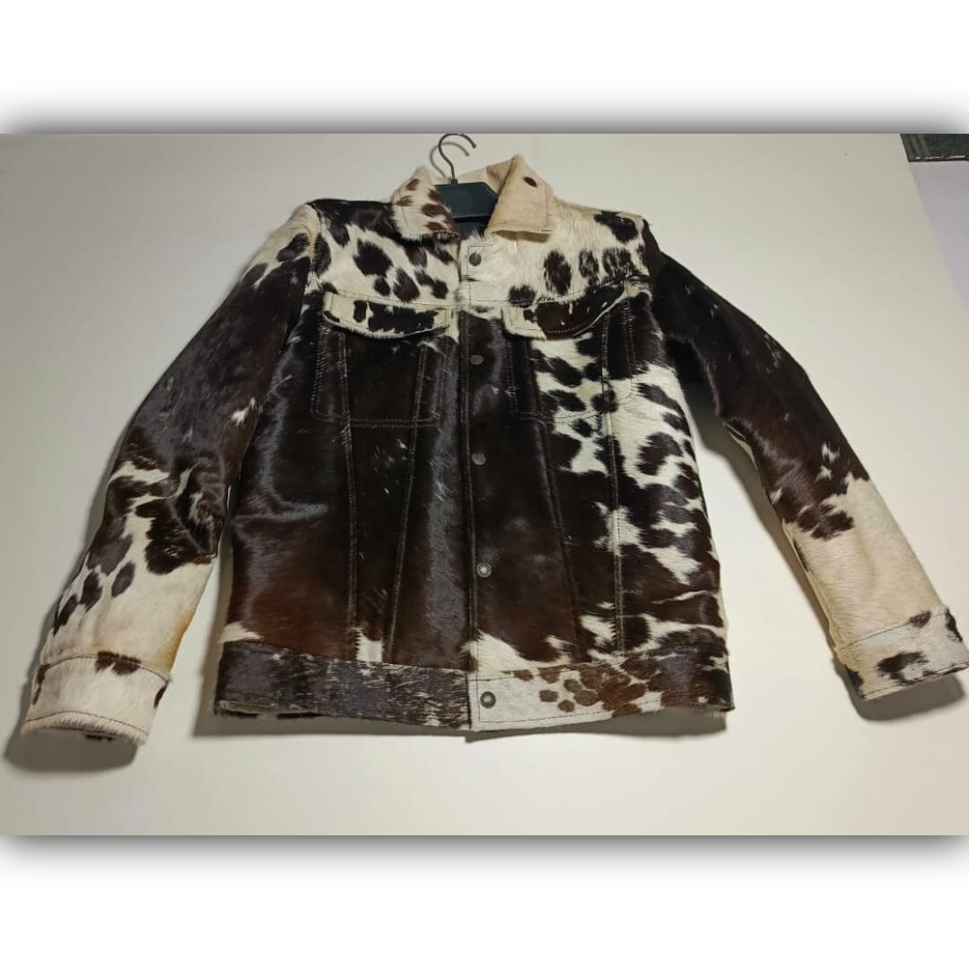 Men’s Western Cowhide Jacket with Real Hair-on Pony Skin And Cow Print Jacket 63