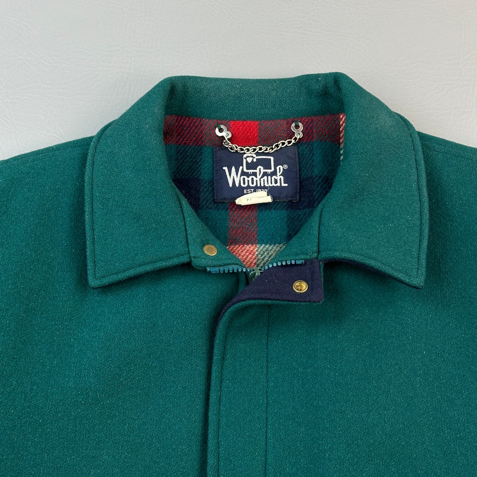 Vintage Woolrich Jacket Mens XL Green Wool Plaid Lined Full Zip Bomber USA 80s